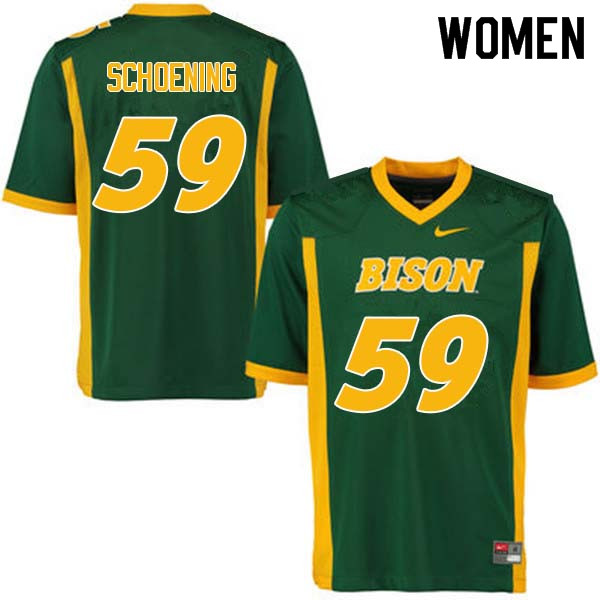 Women #59 Karson Schoening North Dakota State Bison College Football Jerseys Sale-Green